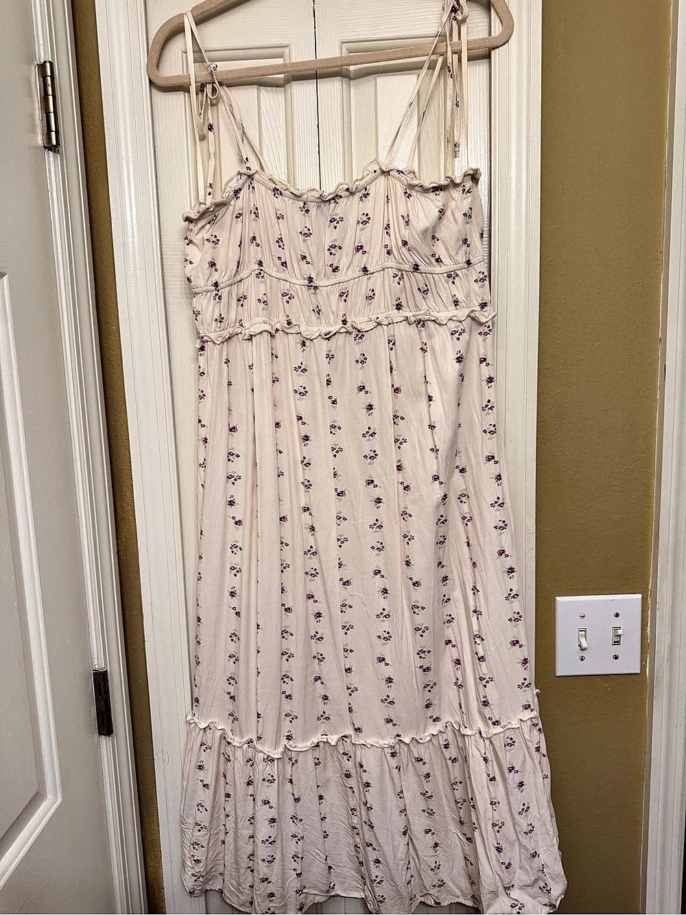Wild Fable Floral Maxi Dress Cream & Purple Size XL Like New